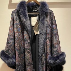 Fox Fur Cashmere Poncho/Cape Jacket